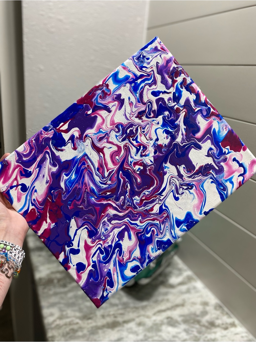 Abstract Canvas Art in Blue/Pink/Purple - Picture 3 of 7